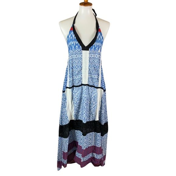 Khaadi Khaas Dresses & Skirts - Khaadi Khaas Boho Halter Maxi‎ Dress Blue Patchwork 100% Cotton Small